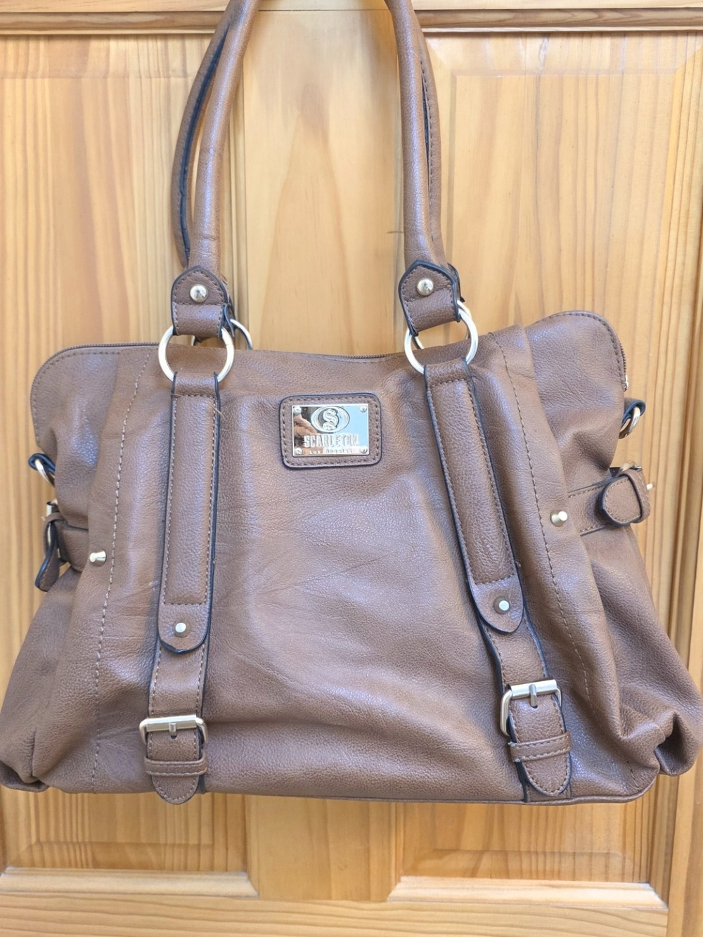Scarlett Brown Shoulder Tote with Buckle Details